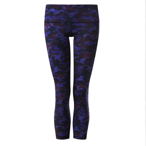 Lululemon Wunder Under Crop III Cropped Leggings Purple Black Camo Camouflage  4 - Picture 9 of 10